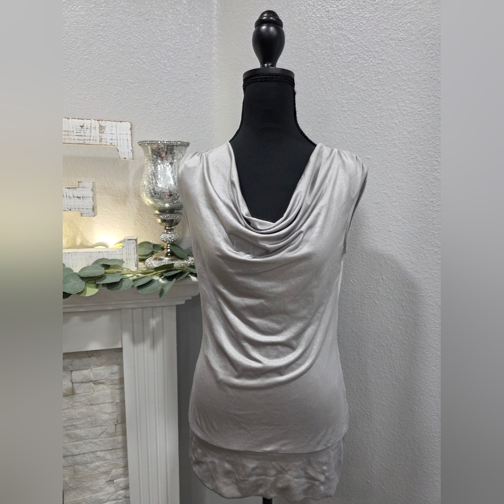 INC International Concepts Shimmering Silver Top